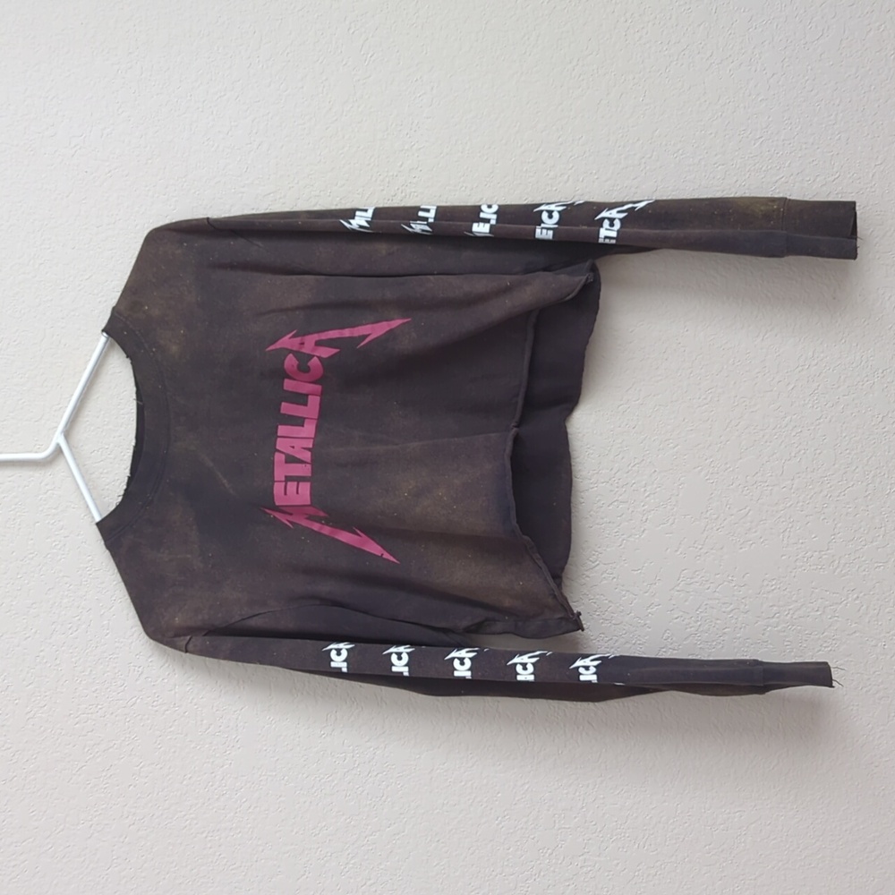 Metallica Oversized Reworked Upcycled Distressed Grunge Music Raw Cropped Tee